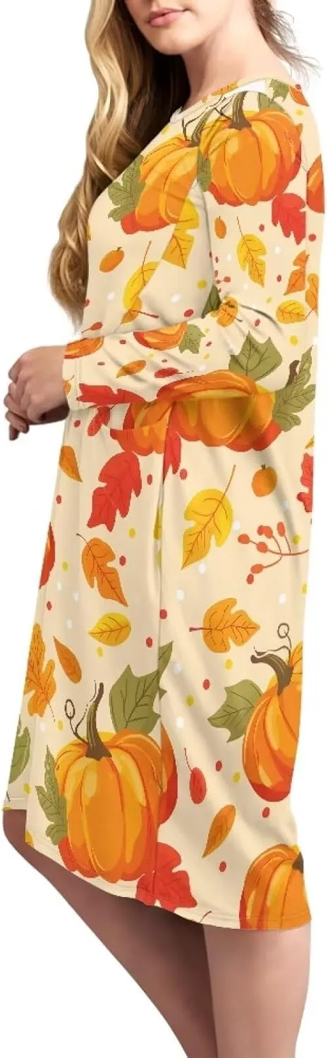 Nightgowns for Womem Soft Long Sleeve Nightshirts Sleep Dress Plus Size Sleep Shirt Pajama Gown