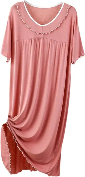 Nightgowns for Women Soft Comfy Sleepwear Pajama Dress Short Sleeve Sleepshirt Casual Cotton Nightshirt