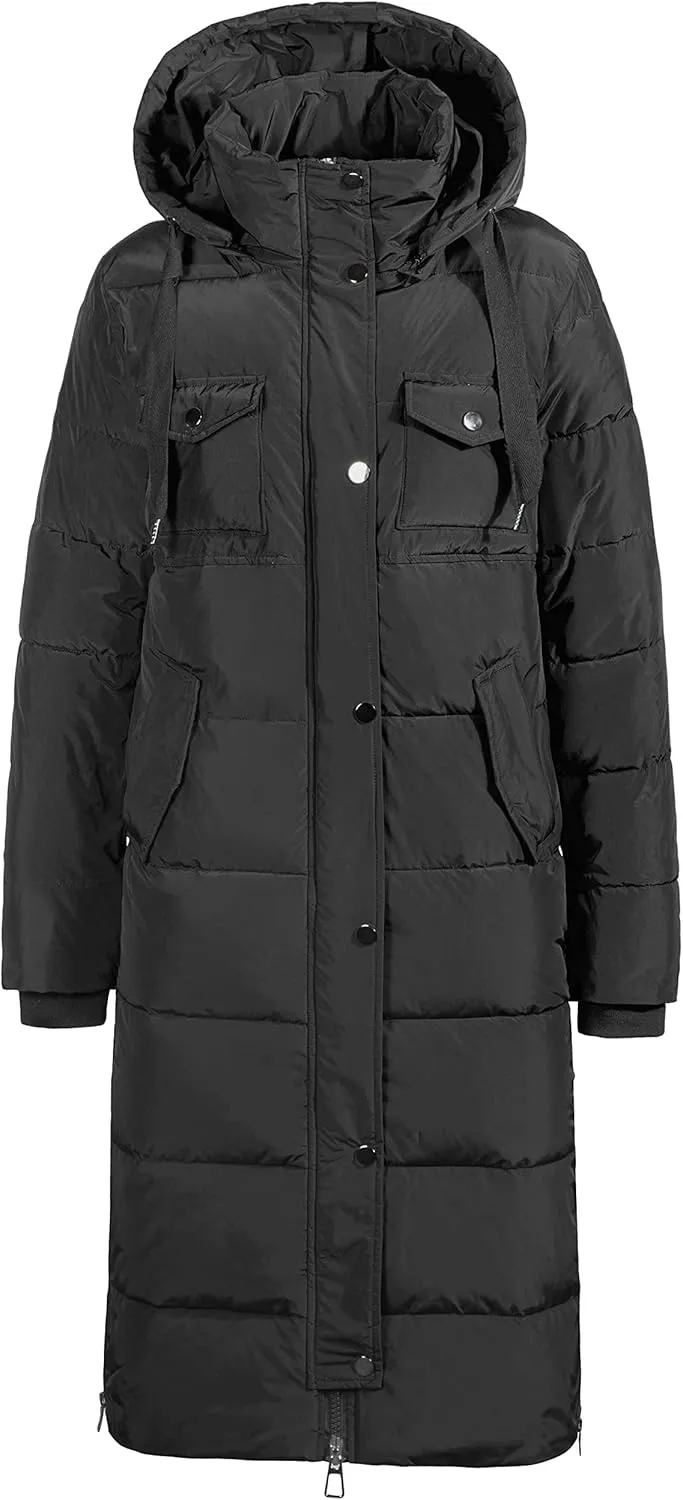 NUTEXROL Women's Winter Long Down Parka Jackets Warm Thickened Hooded Maxi Quilted Puffer Coat