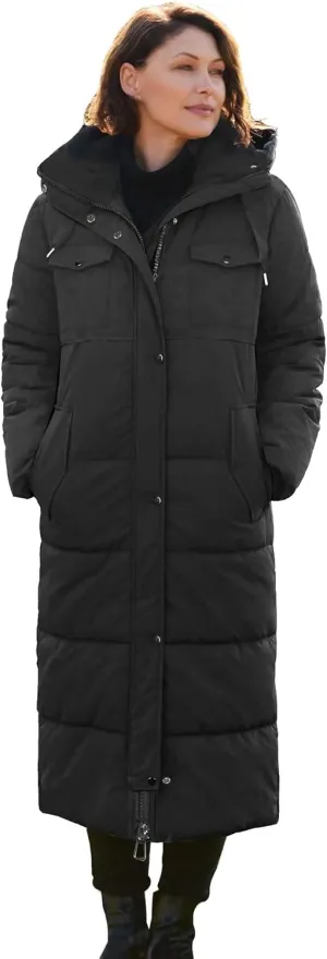 NUTEXROL Women's Winter Long Down Parka Jackets Warm Thickened Hooded Maxi Quilted Puffer Coat