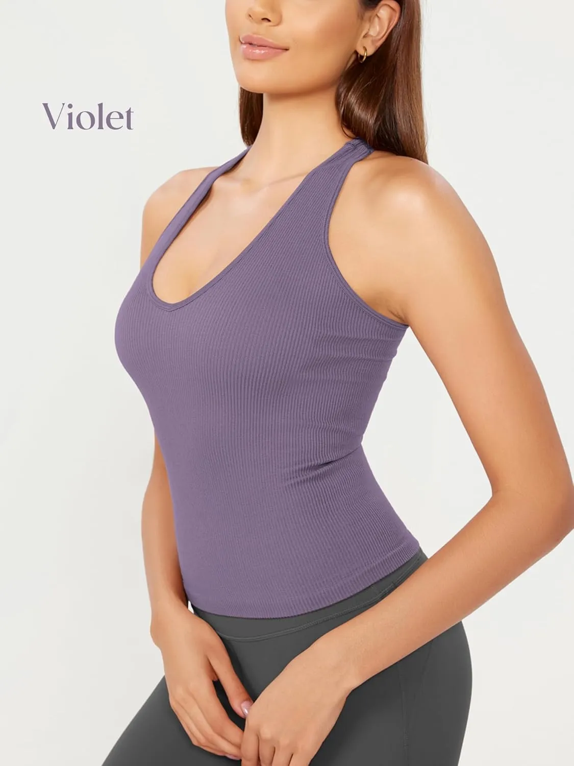 ODODOS 3-Pack Seamless Racerback Crop Tank for Women Ribbed Knit Soft Crop Tops