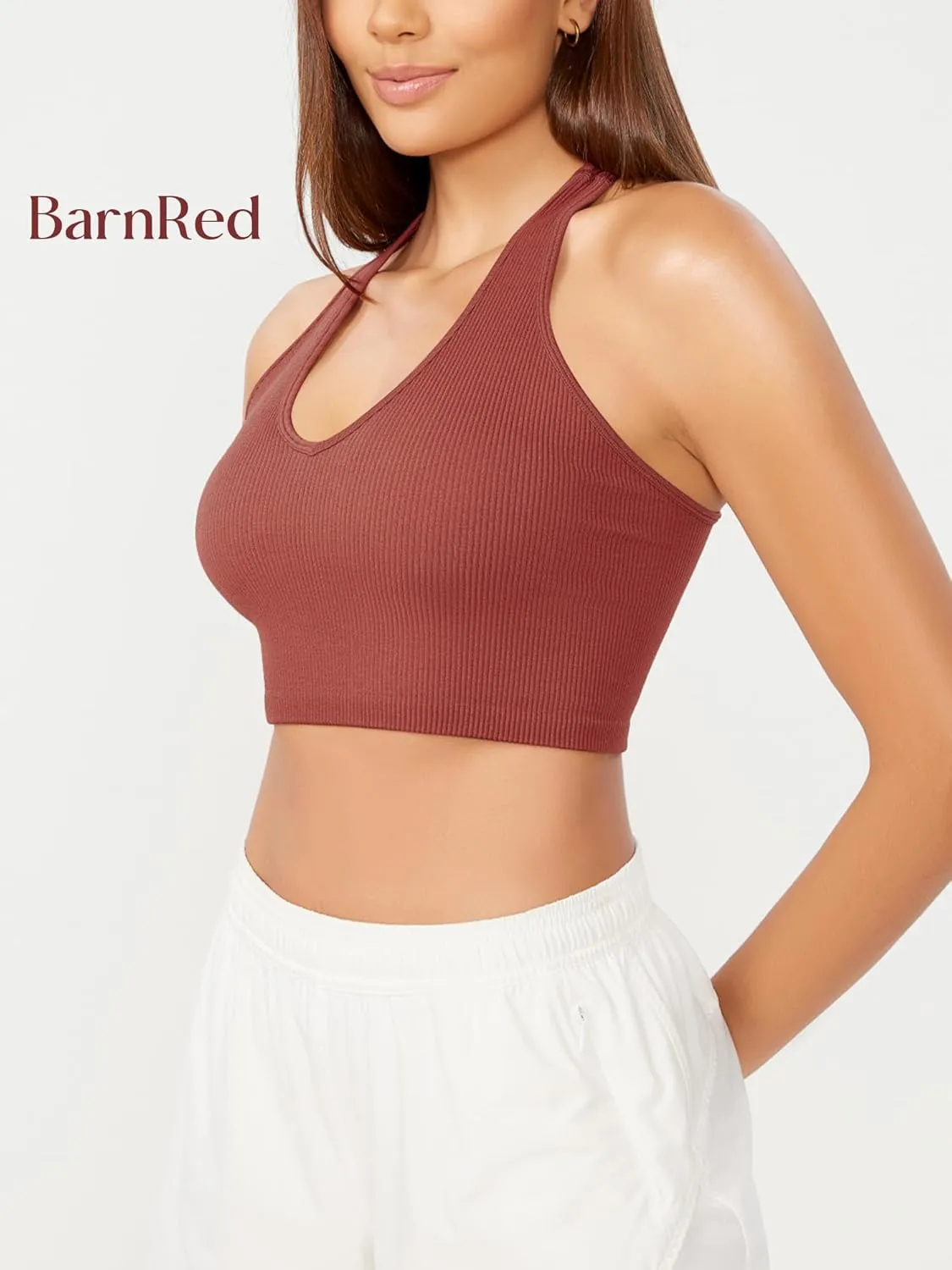 ODODOS 3-Pack Seamless Racerback Crop Tank for Women Ribbed Knit Soft Crop Tops