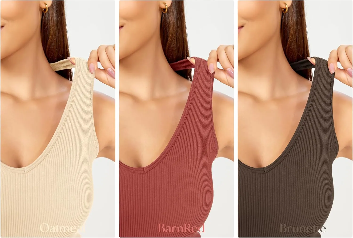 ODODOS 3-Pack Seamless Racerback Crop Tank for Women Ribbed Knit Soft Crop Tops