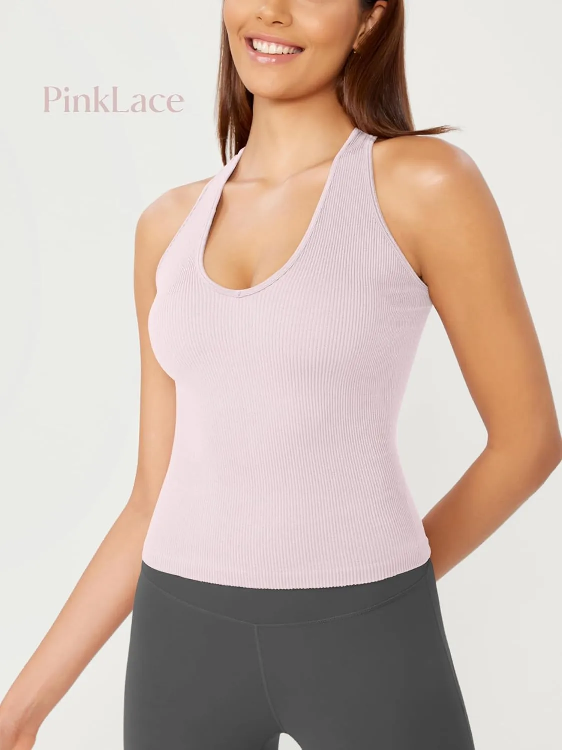ODODOS 3-Pack Seamless Racerback Crop Tank for Women Ribbed Knit Soft Crop Tops