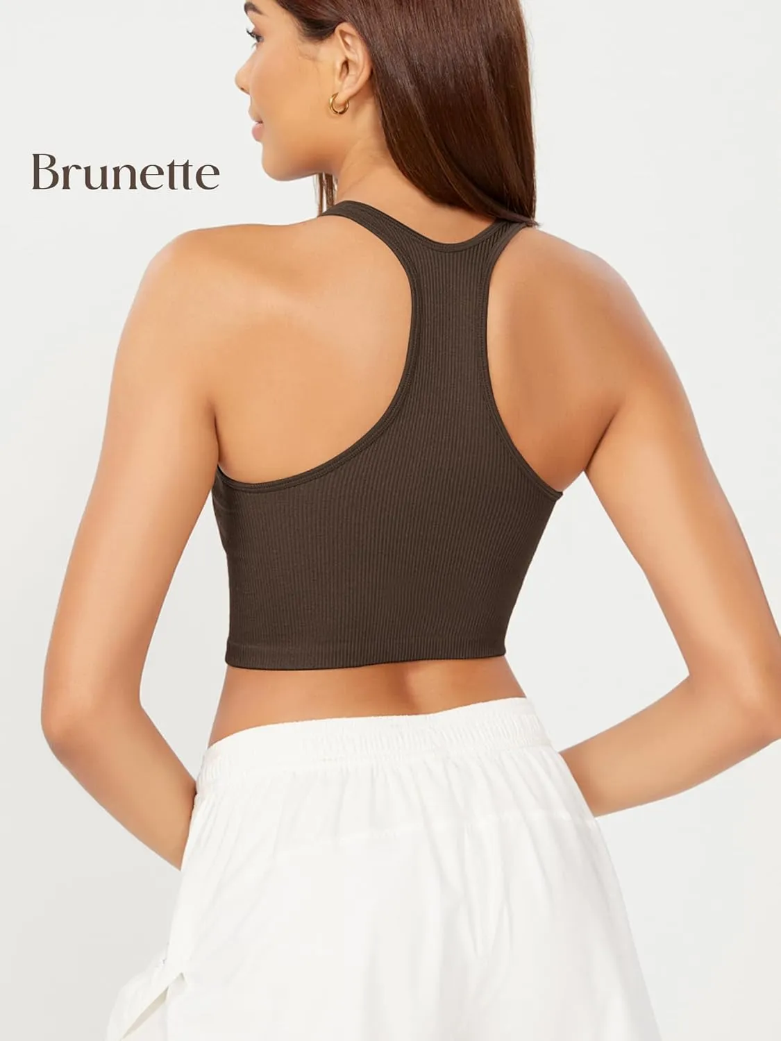 ODODOS 3-Pack Seamless Racerback Crop Tank for Women Ribbed Knit Soft Crop Tops