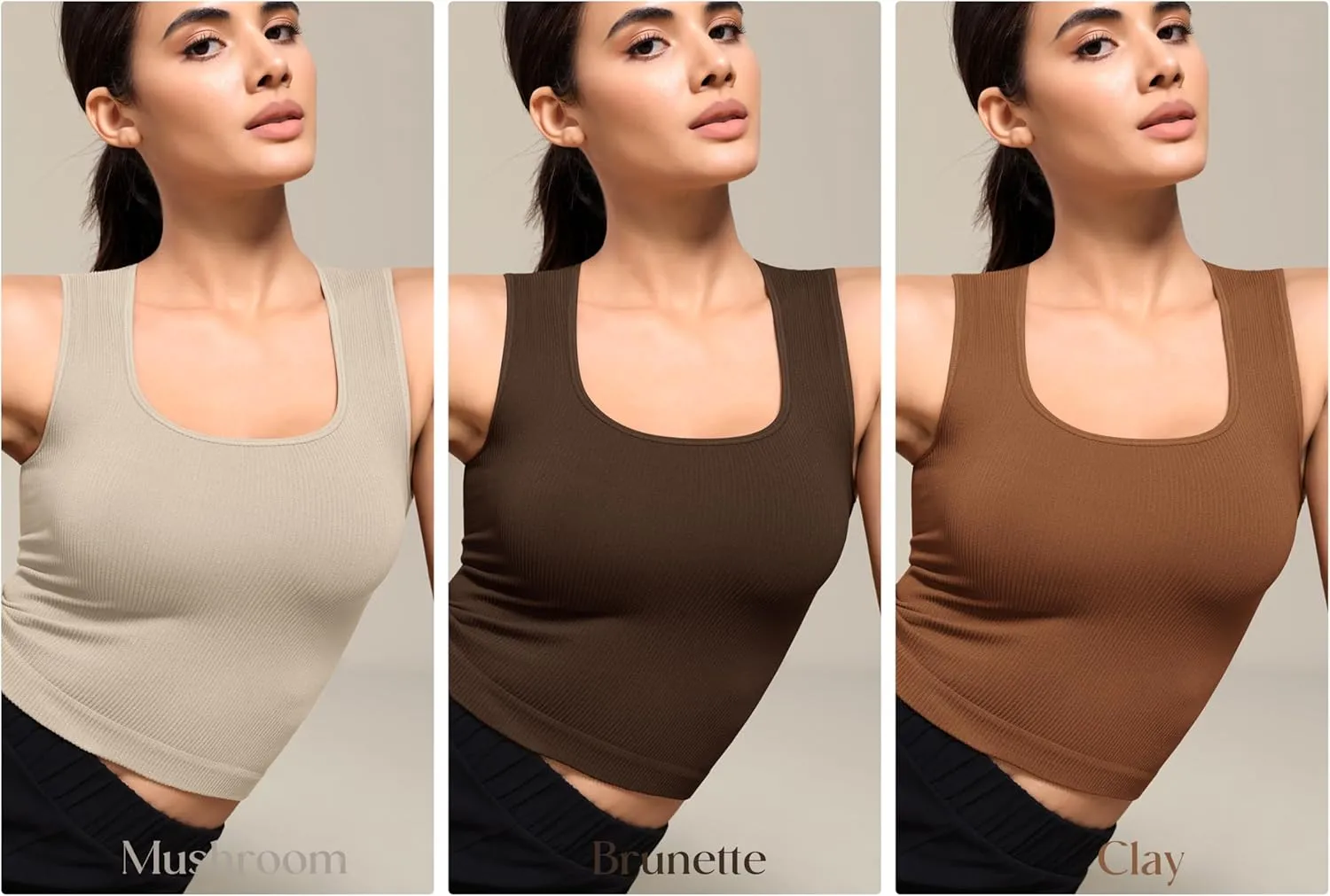 ODODOS Seamless Square Neck Tank for Women Ribbed Soft Sleeveless Longline Crop Tops