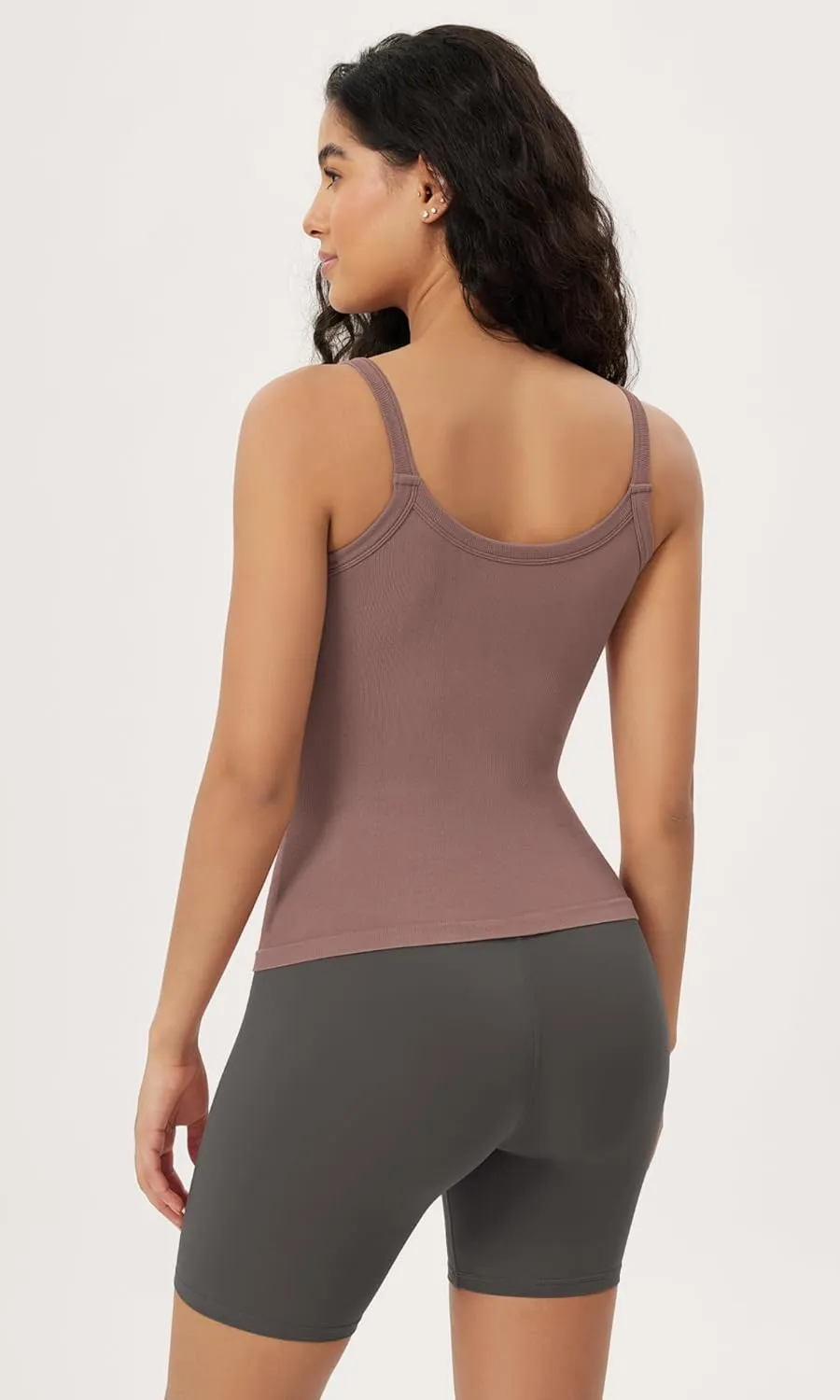 ODODOS Seamless Tank for Women Ribbed Strappy Sleeveless Shirts Scoop Neck Cami Tops