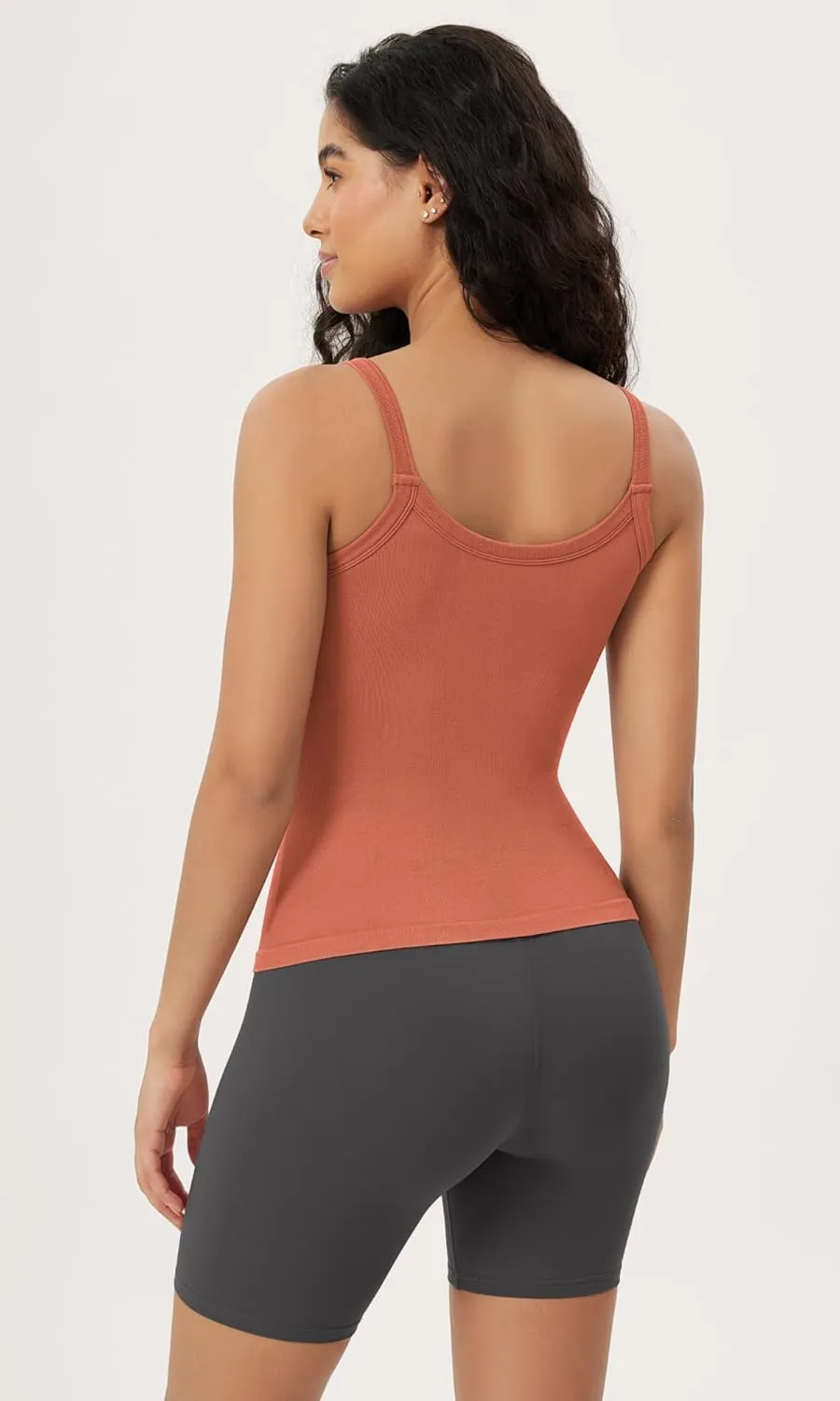 ODODOS Seamless Tank for Women Ribbed Strappy Sleeveless Shirts Scoop Neck Cami Tops