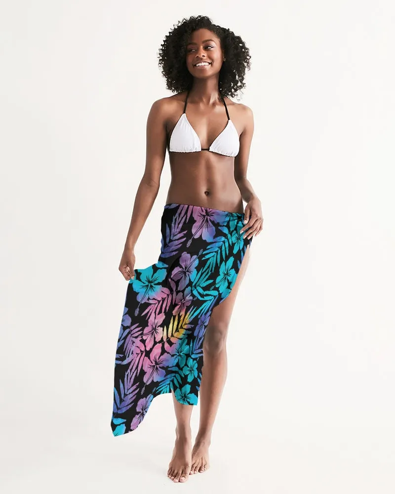 Ombre Hawaiian Hibiscus Floral Swimsuit Cover Up Sarong