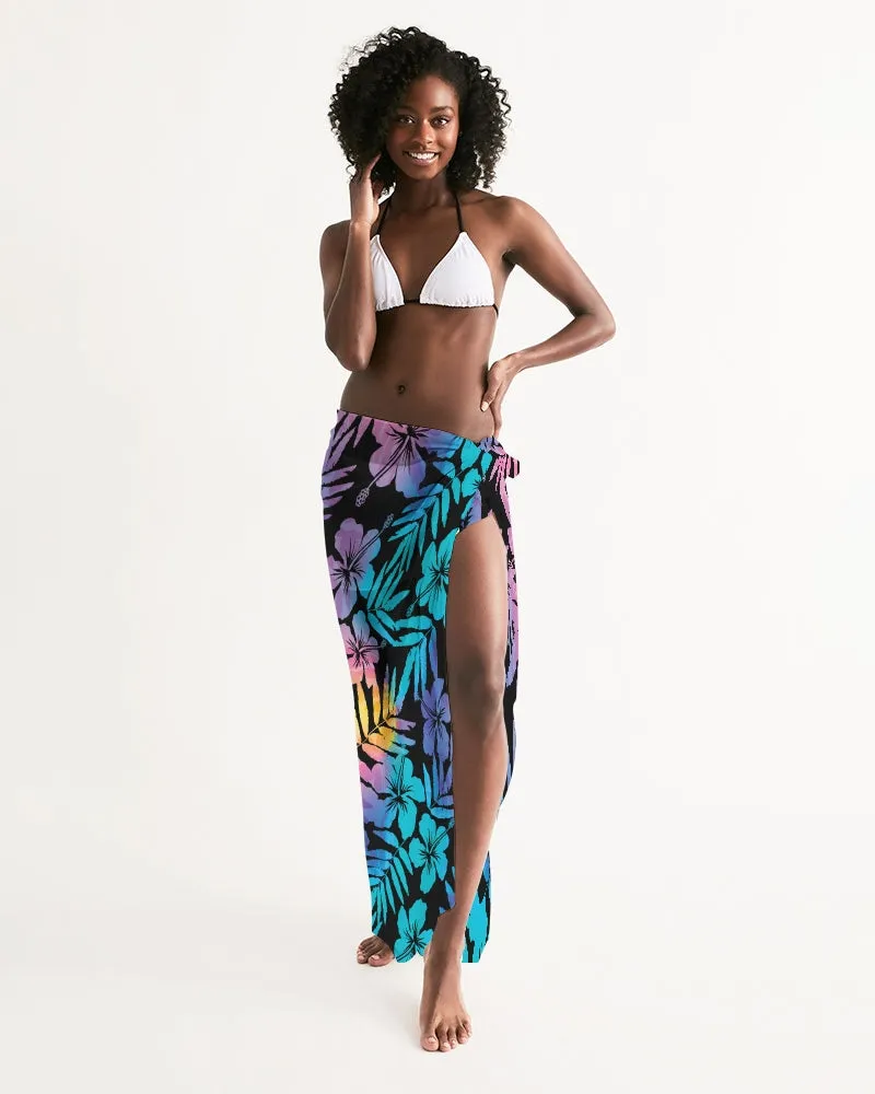 Ombre Hawaiian Hibiscus Floral Swimsuit Cover Up Sarong