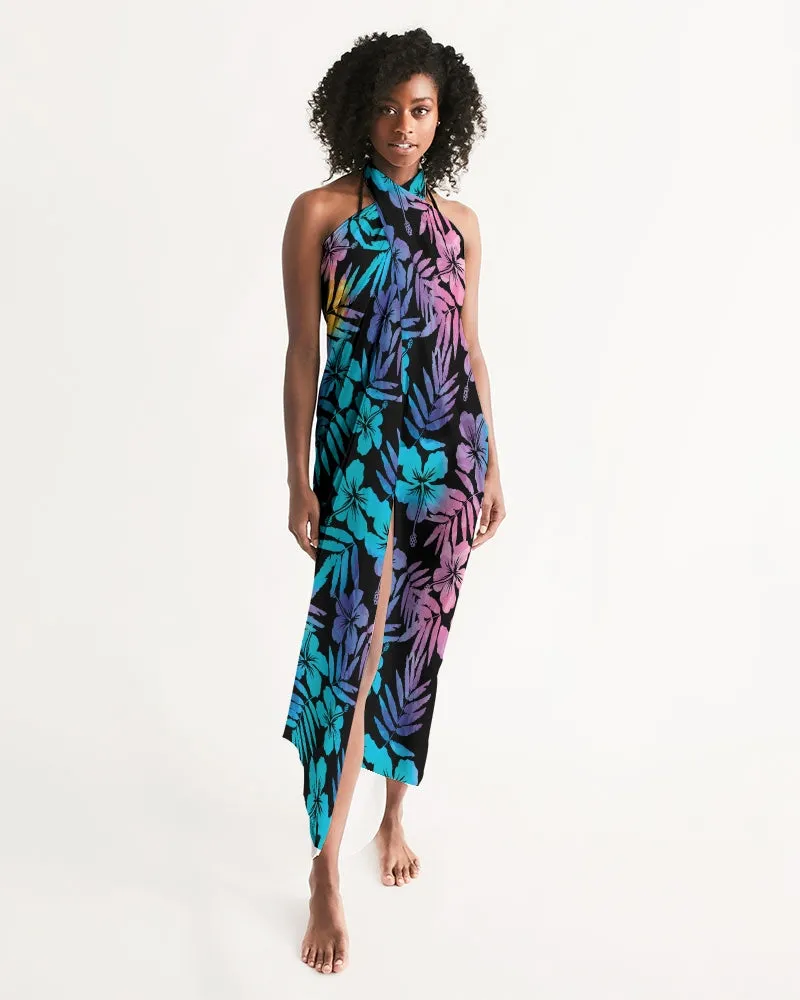 Ombre Hawaiian Hibiscus Floral Swimsuit Cover Up Sarong