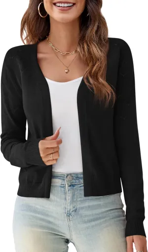 OmicGot Women's Long Sleeve Shrugs Open Front Cropped Cardigan Sweater Bolero Shrugs S-XL