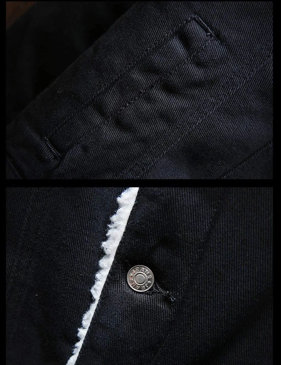 Omoone Men's Lapel Sherpa Fleece Lined Thicken Denim Jean Trucker Jacket Coats