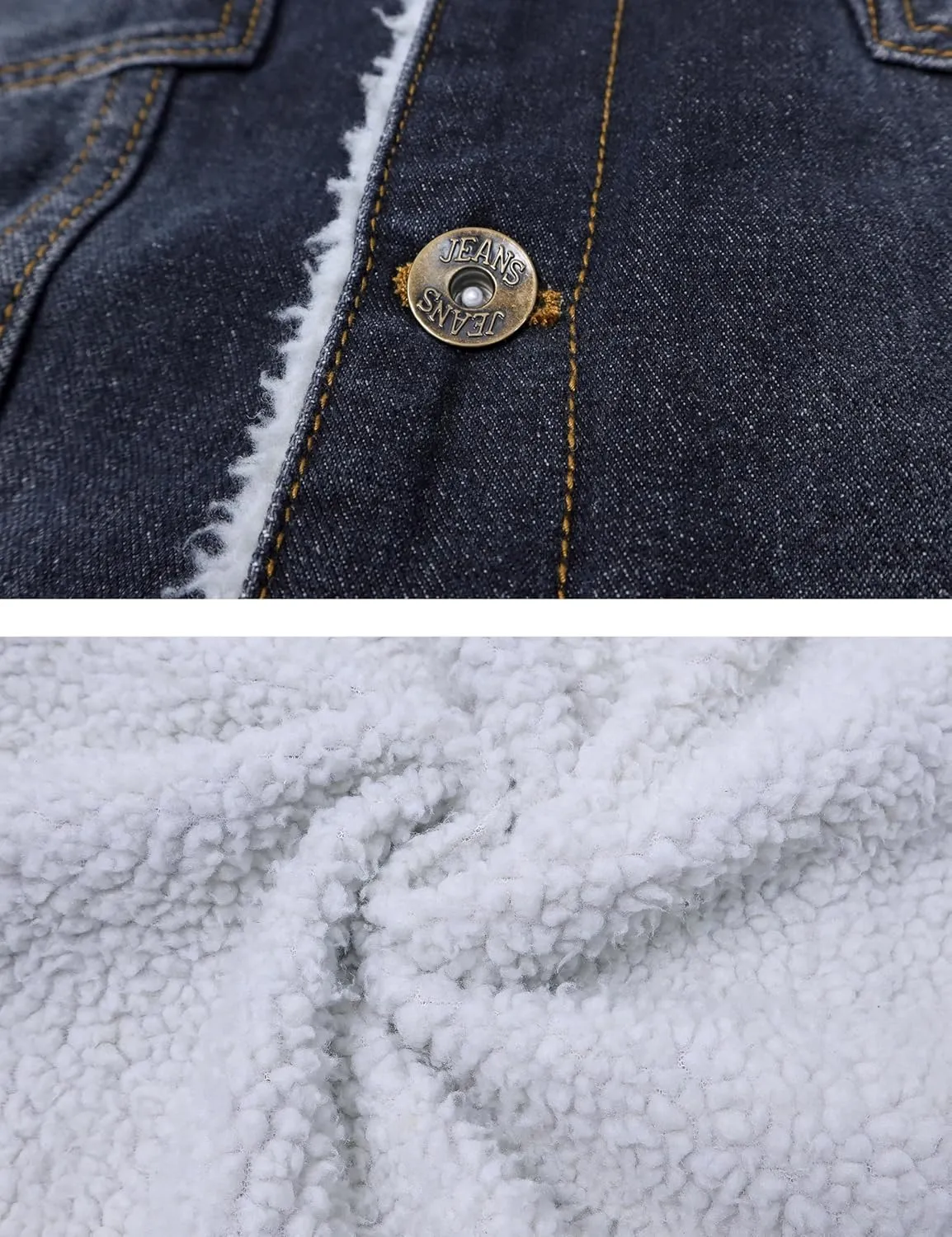 Omoone Men's Lapel Sherpa Fleece Lined Thicken Denim Jean Trucker Jacket Coats