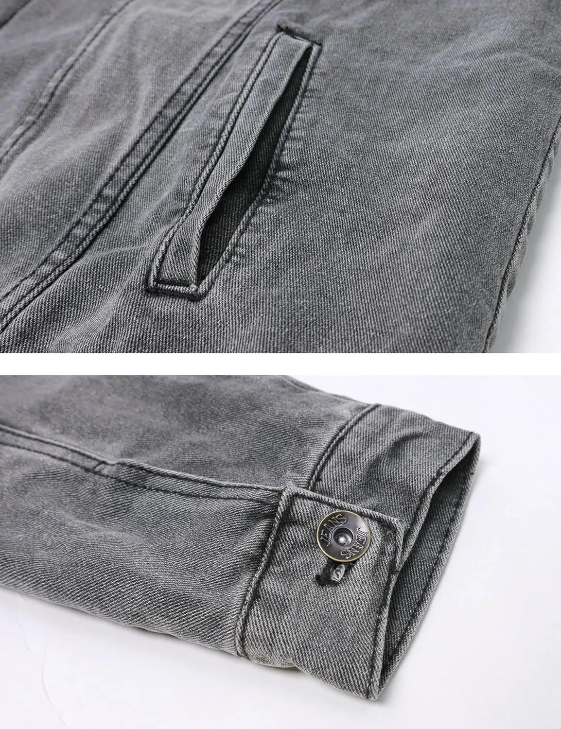 Omoone Men's Lapel Sherpa Fleece Lined Thicken Denim Jean Trucker Jacket Coats