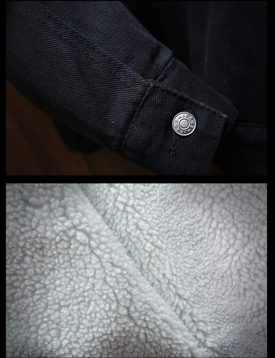 Omoone Men's Lapel Sherpa Fleece Lined Thicken Denim Jean Trucker Jacket Coats