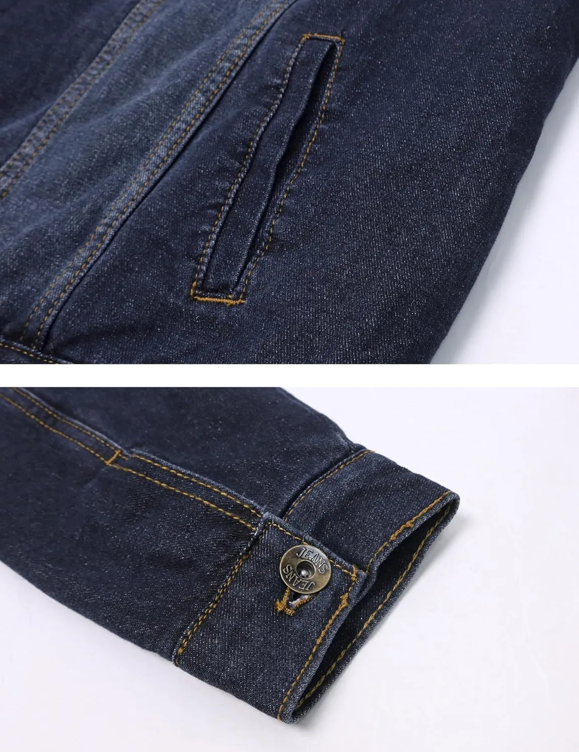 Omoone Men's Lapel Sherpa Fleece Lined Thicken Denim Jean Trucker Jacket Coats