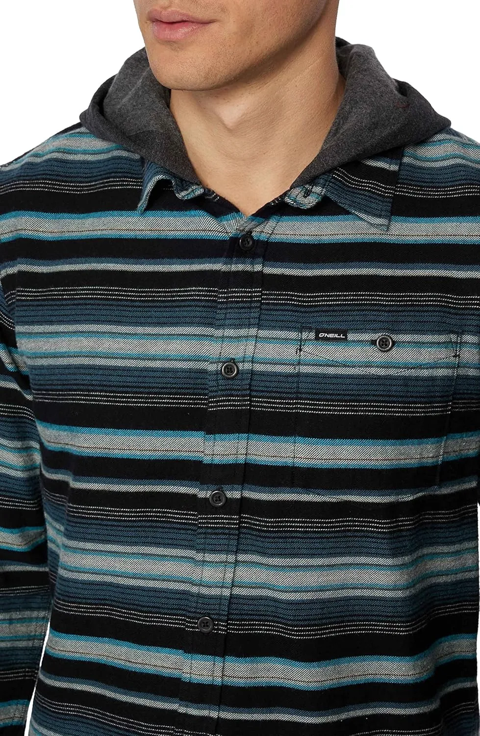 O'NEILL Men's Hooded Flannel - Long Sleeve Flannel Shirt for Men - Casual Button-Up Shirt with Hood