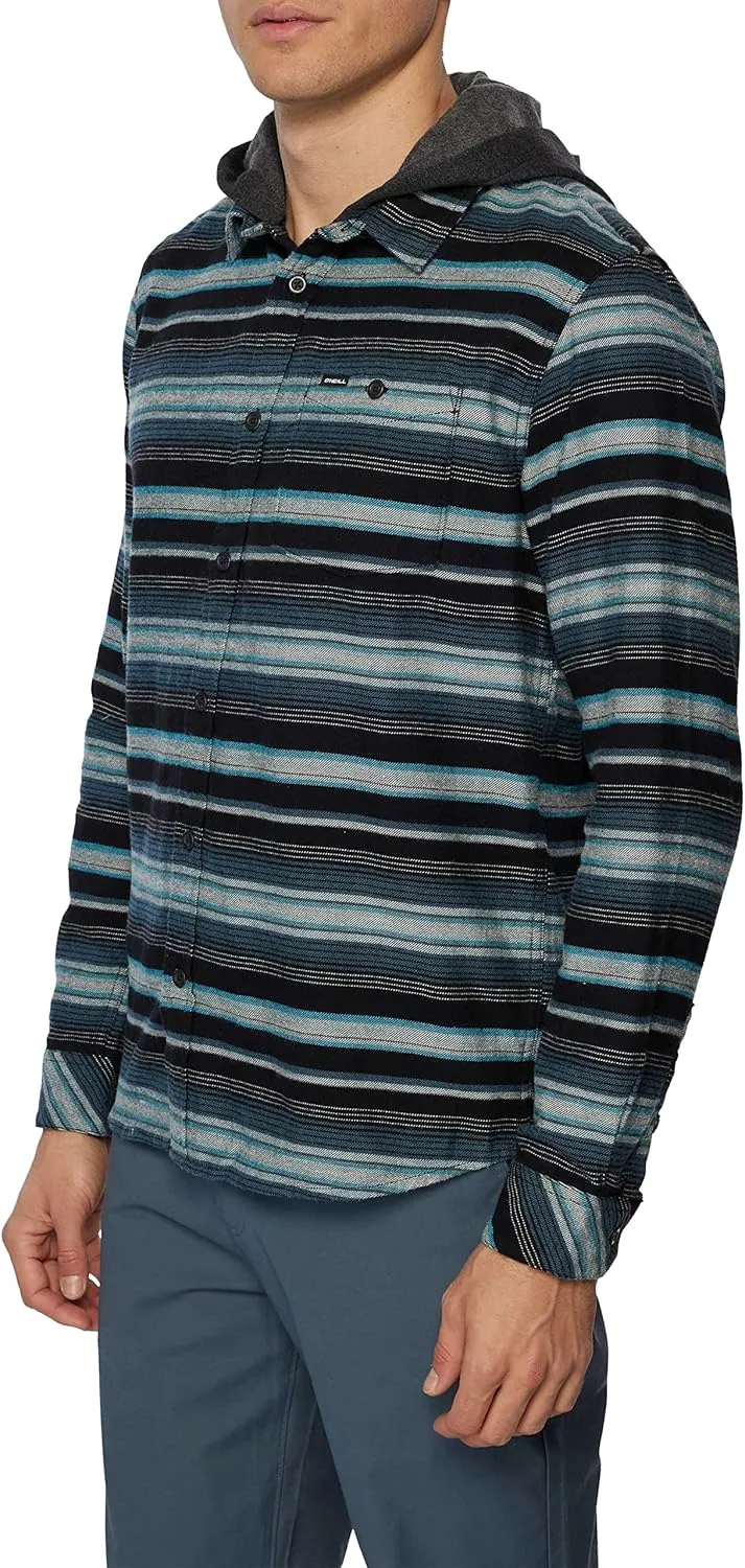 O'NEILL Men's Hooded Flannel - Long Sleeve Flannel Shirt for Men - Casual Button-Up Shirt with Hood