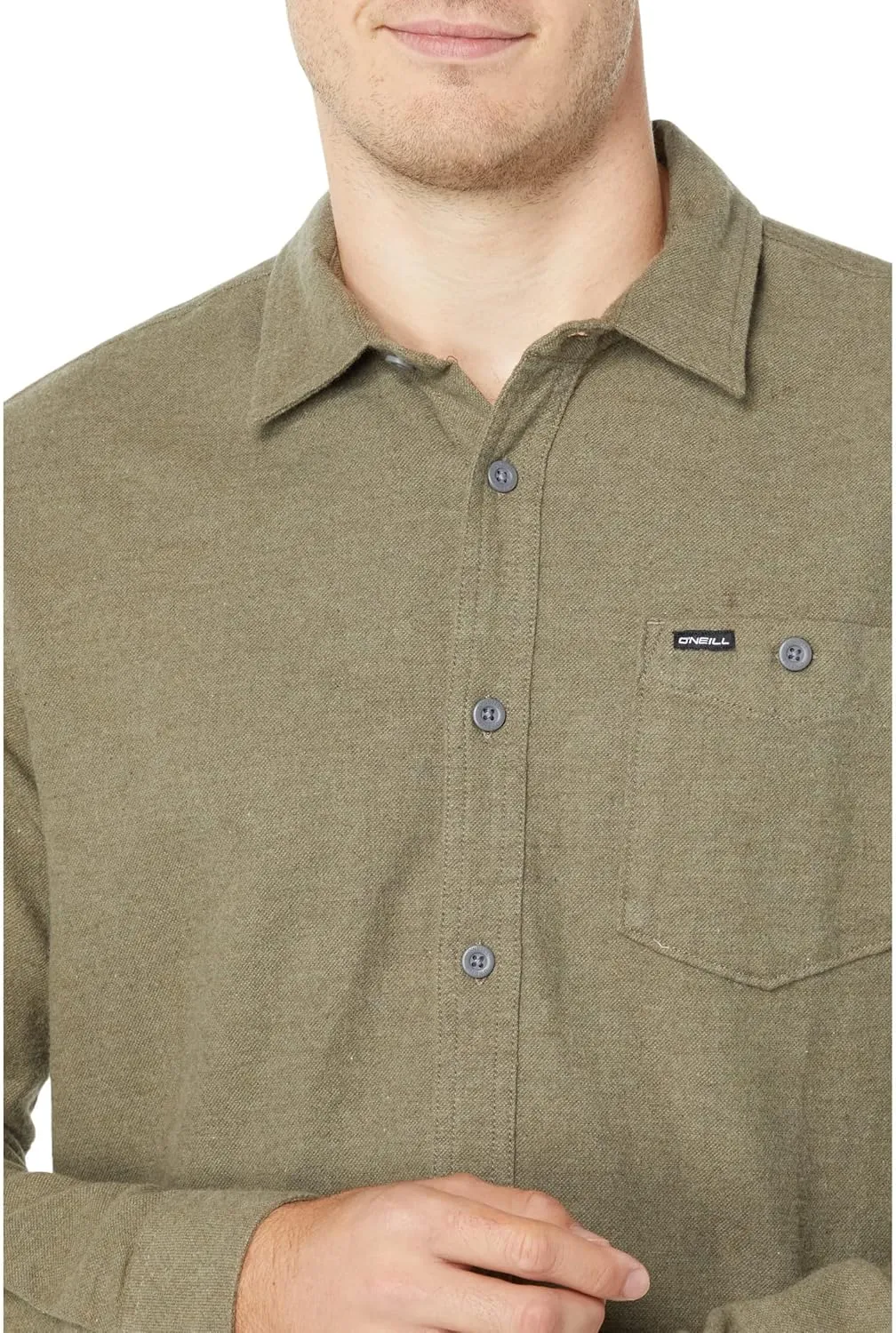 O'NEILL Men's Solid Flannel - Long Sleeve Flannel Shirt for Men - Casual Button-Up Shirt