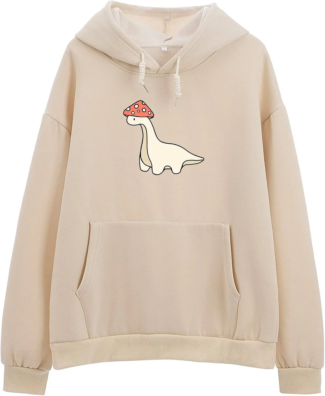 Oversized Cute Mushroom Dino Print Hoodies for Womens Kawaii Cartoon Sweatshirt Teen Girls Cotton Fleece Sweaters