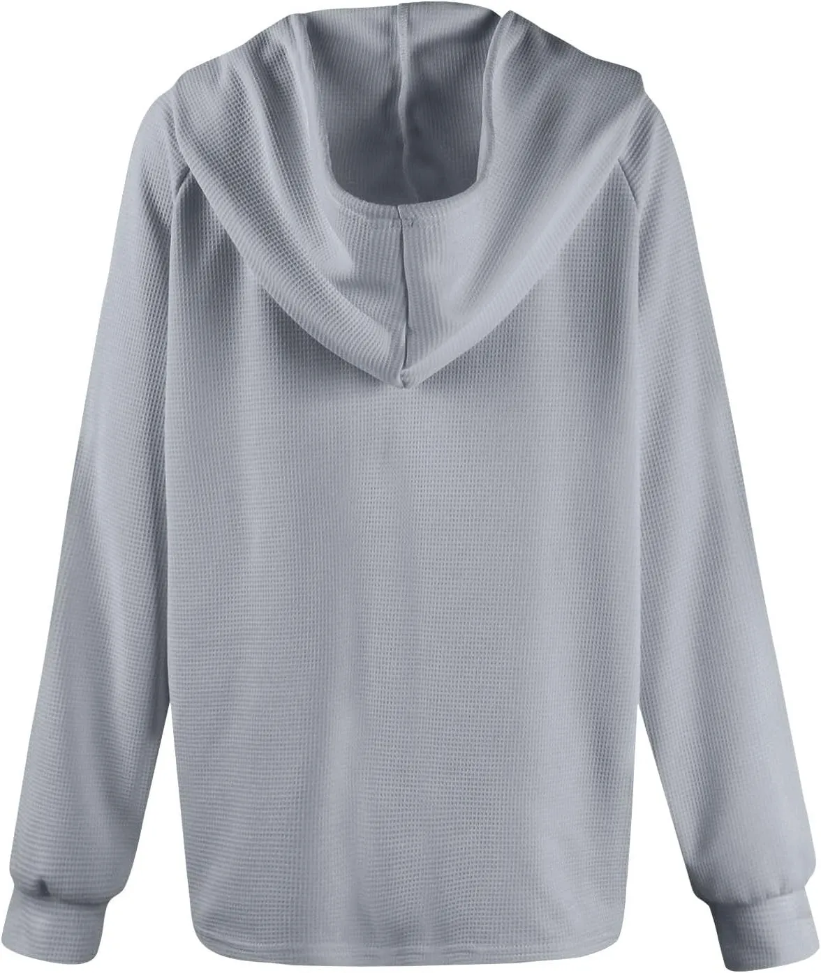Oversized Hoodies for Women Soft V Neck Waffle Knit Hooded Sweatshirt Lightweight Fall Long Sleeve Pullover Sweaters