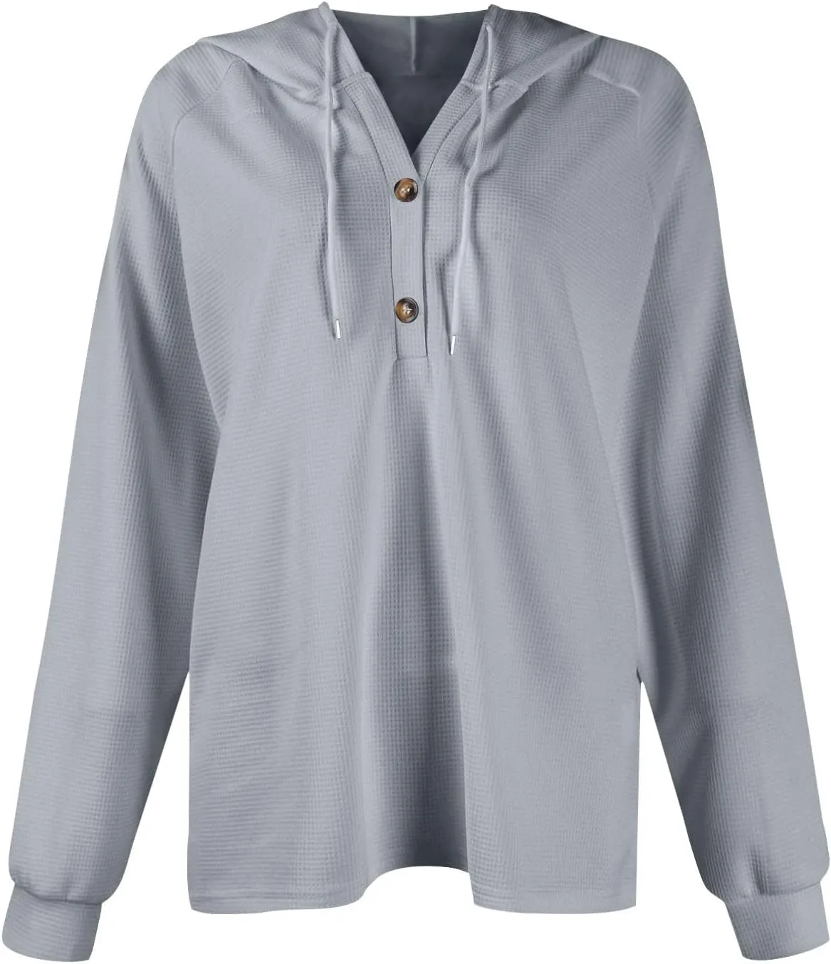 Oversized Hoodies for Women Soft V Neck Waffle Knit Hooded Sweatshirt Lightweight Fall Long Sleeve Pullover Sweaters