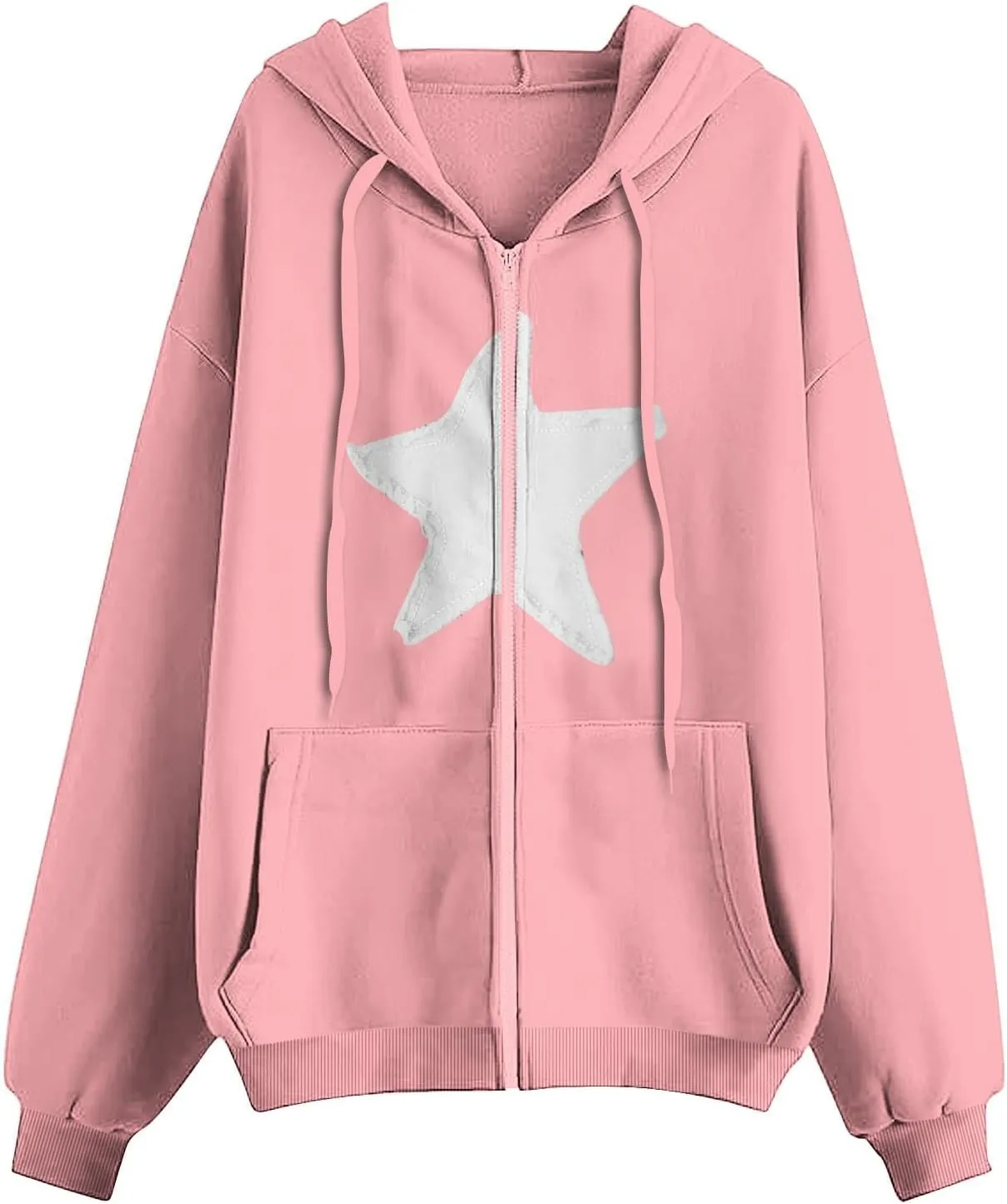 Oversized Sweatshirt For Women Long Sleeve Fashion Graphic Design Hoodies Casual Zip Up Fleece Sweatshirts