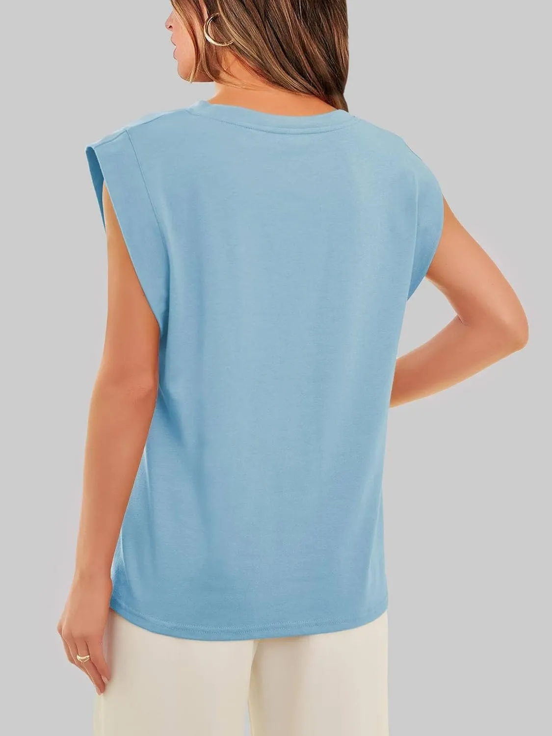 PDLCVD Ribbed Tank Tops for Women Fitted Workout Crew Neck Going Out Shirt Camisoles Sleeveless Cropped Tops Summer