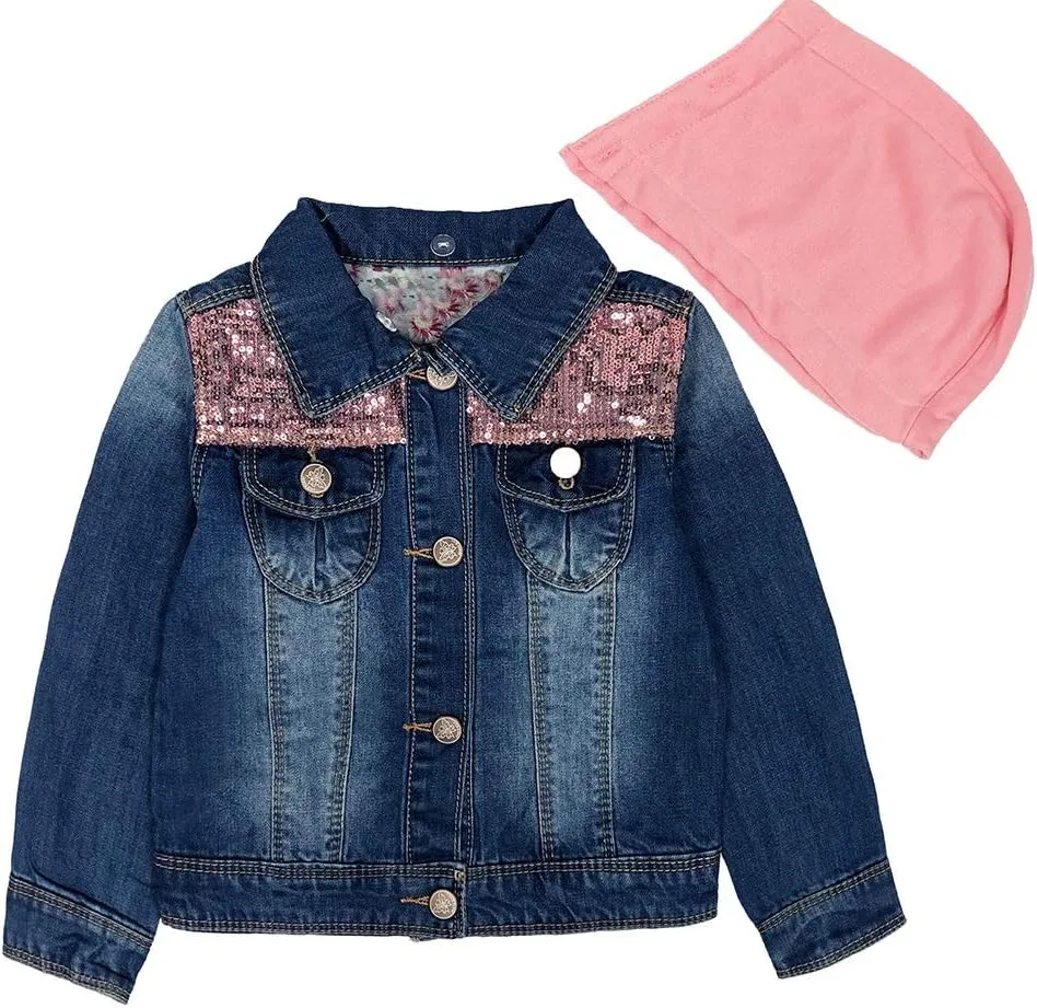 Peacolate 2-11Y Little&Big Girls Sequin Outerwear Embroidery Denim Jacket