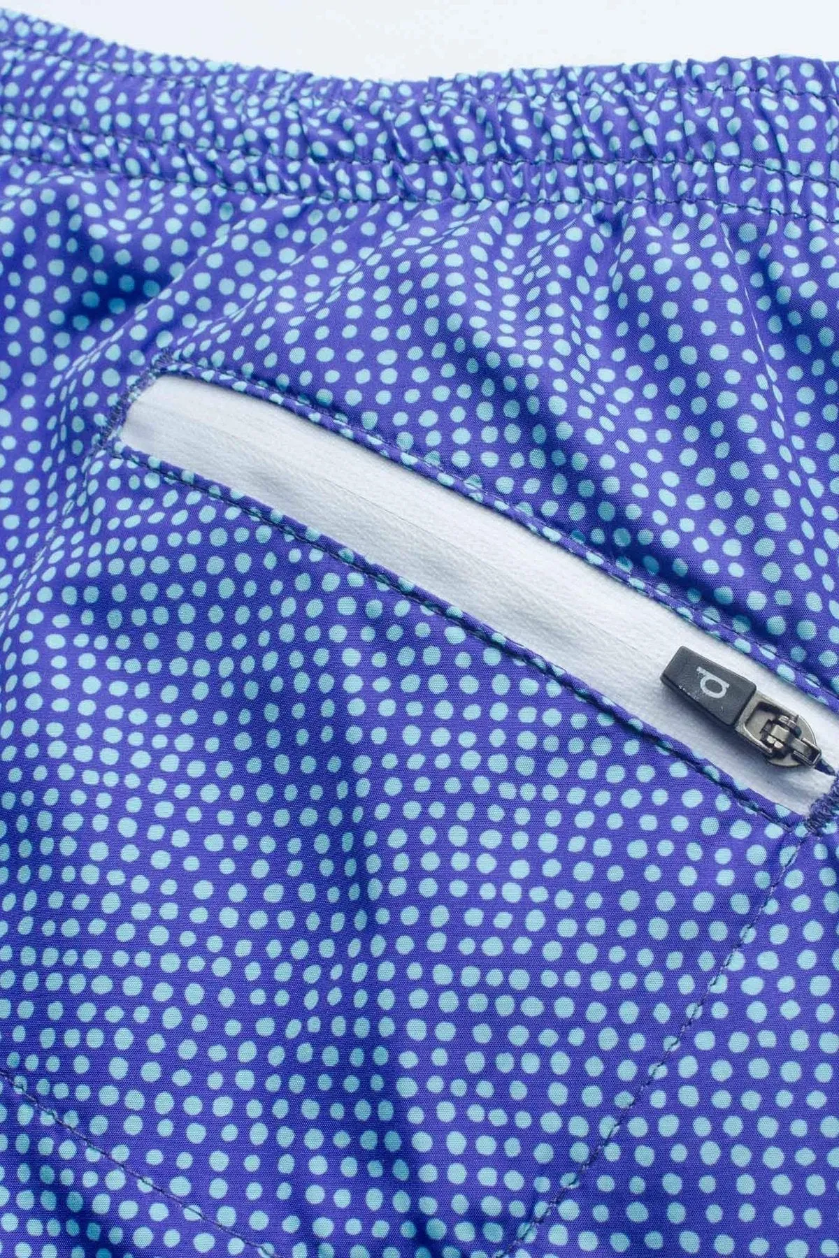 Periwinkle Dots Runner Swim Trunks