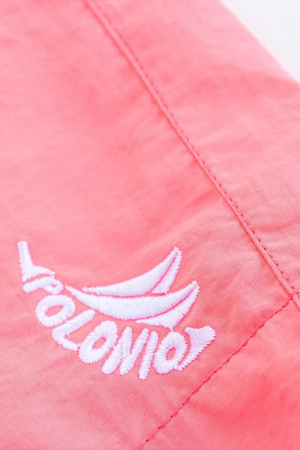 Pink Crinkle Nylon Runner Swim Trunks