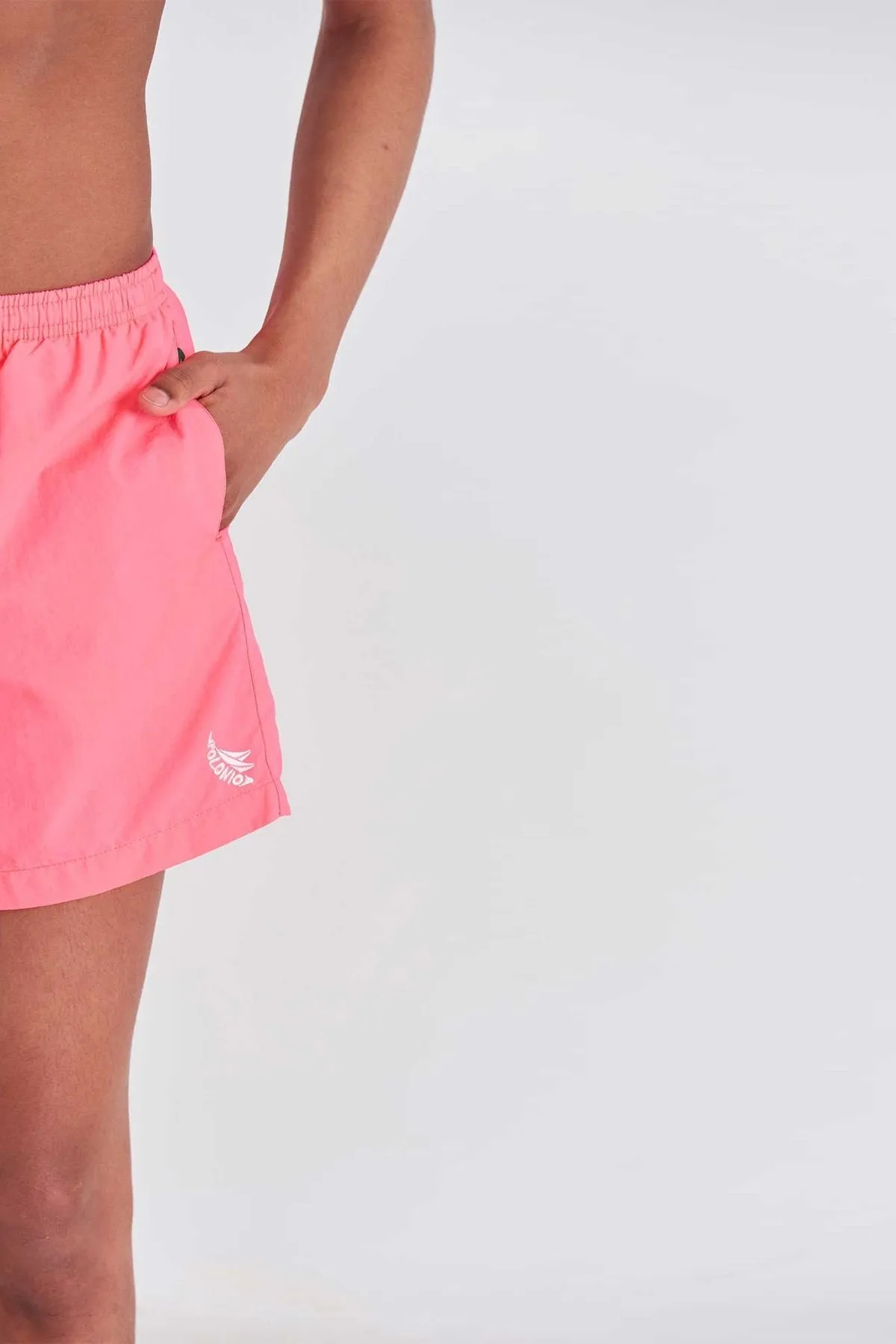 Pink Crinkle Nylon Runner Swim Trunks