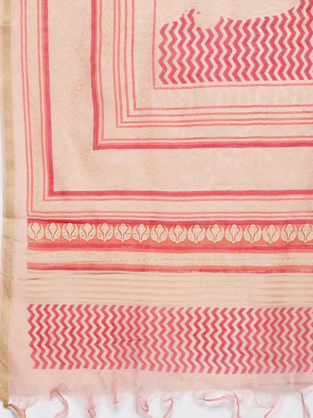 Pink Yoke Design Silk Blend Straight Kurta With Dupatta