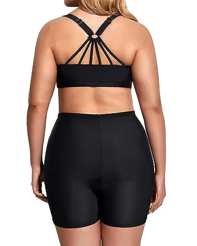 Plus Size Athletic 3 Piece Tankini Swimsuits