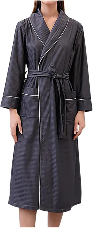 Plus Size Robe for Women Lightweight Waffle Shawl Collar Bathrobe Sleepwear Casual Bathrobe Ladies Loungewear Pocket