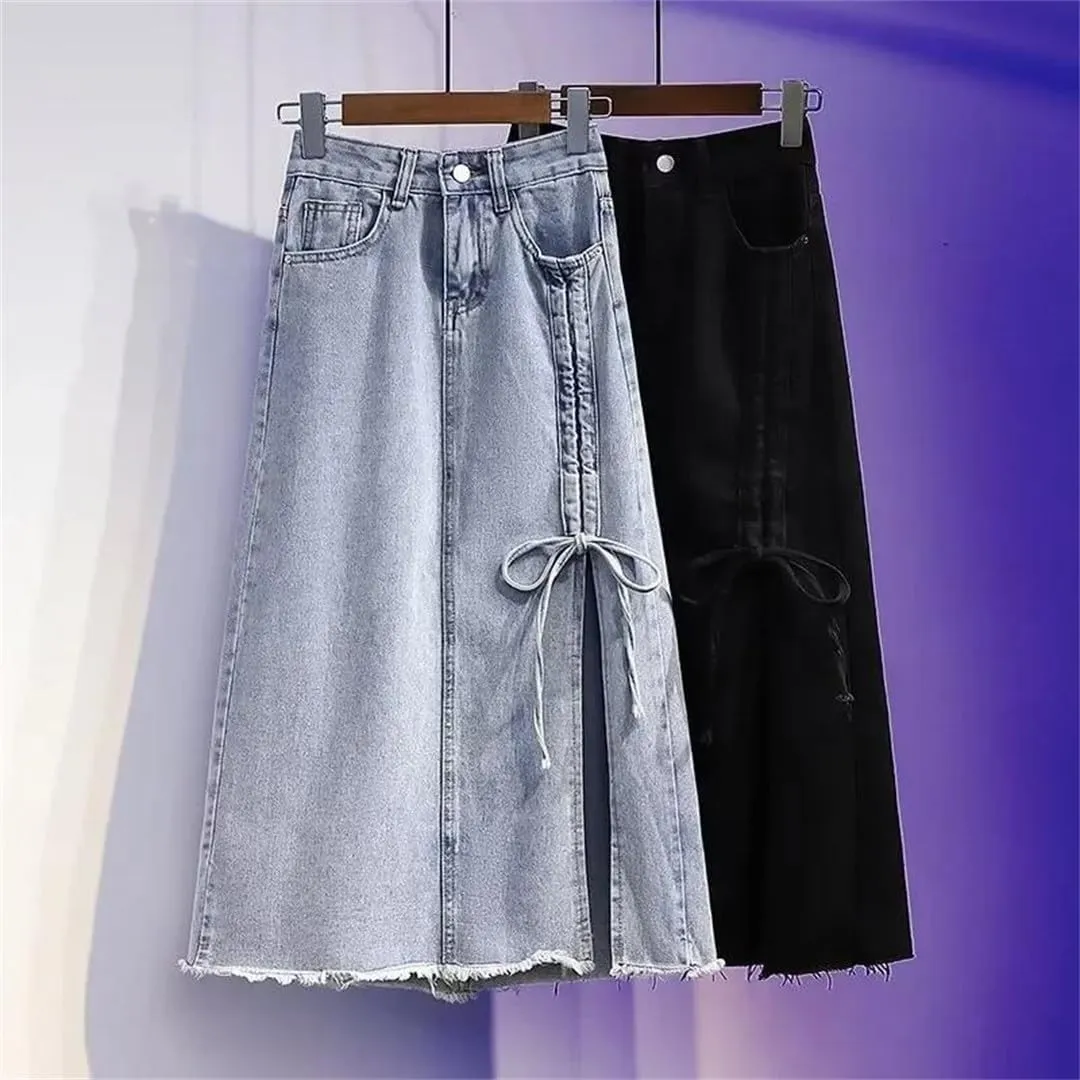 Plus Size Women's Clothing High-Waisted Slimming Denim Skirt