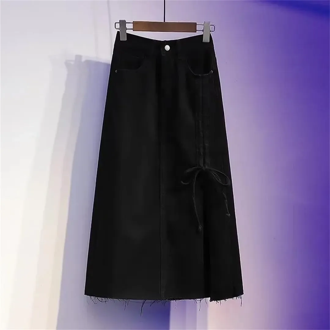 Plus Size Women's Clothing High-Waisted Slimming Denim Skirt