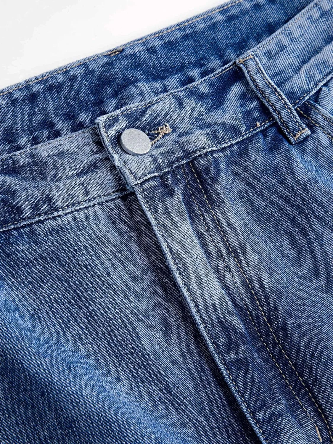 Plus Size Women's high-Waisted Denim Skirt Slit Zipper Denim Skirt Casual Skirt with Pockets
