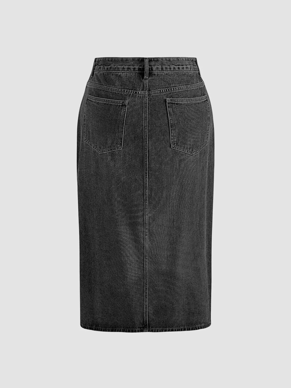 Plus Size Women's high-Waisted Denim Skirt Slit Zipper Denim Skirt Casual Skirt with Pockets