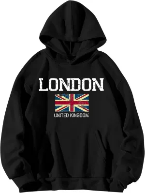 Printed Hoodies for Women Hoodie London Monogram Oversize Sweatshirt Long Sleeve Trendy Versatile Hood Neck Shirts