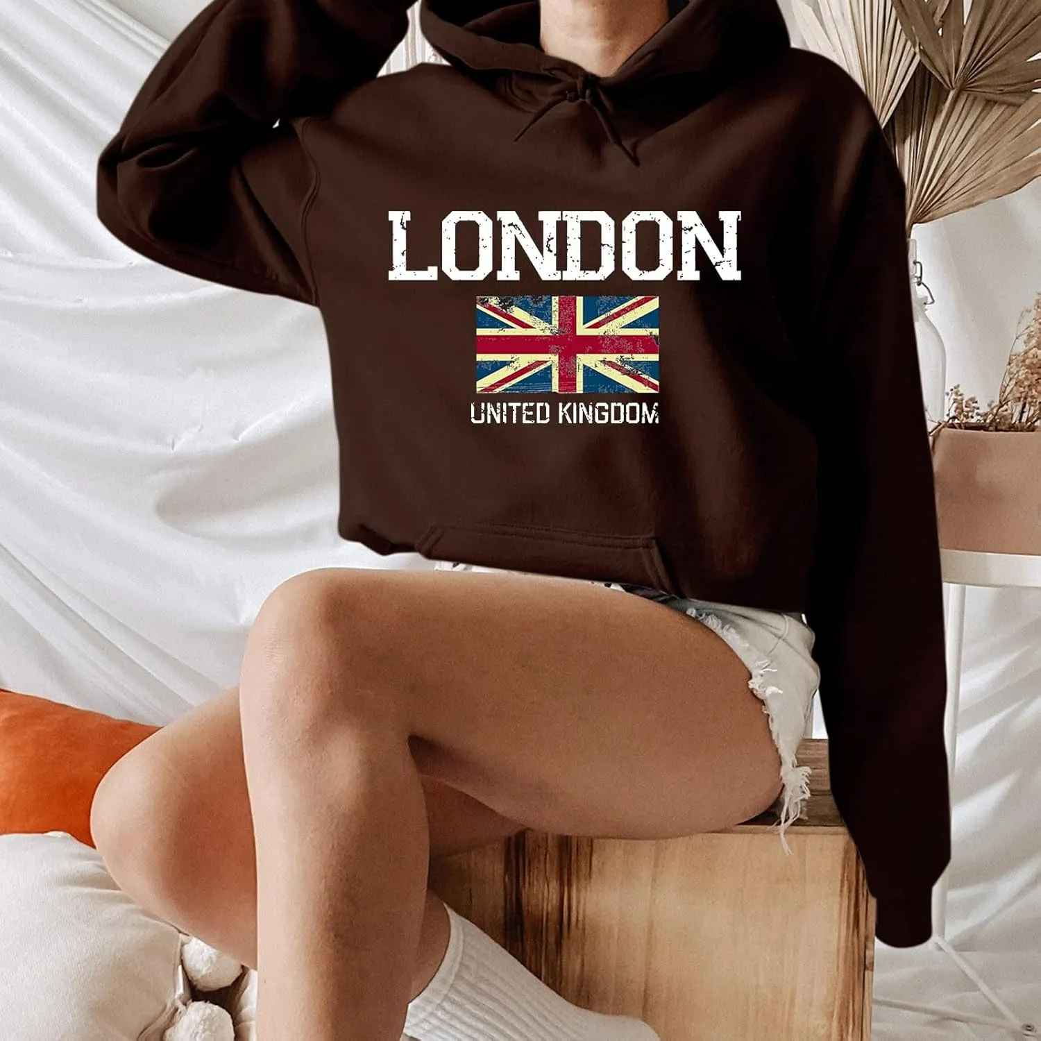 Printed Hoodies for Women Hoodie London Monogram Oversize Sweatshirt Long Sleeve Trendy Versatile Hood Neck Shirts
