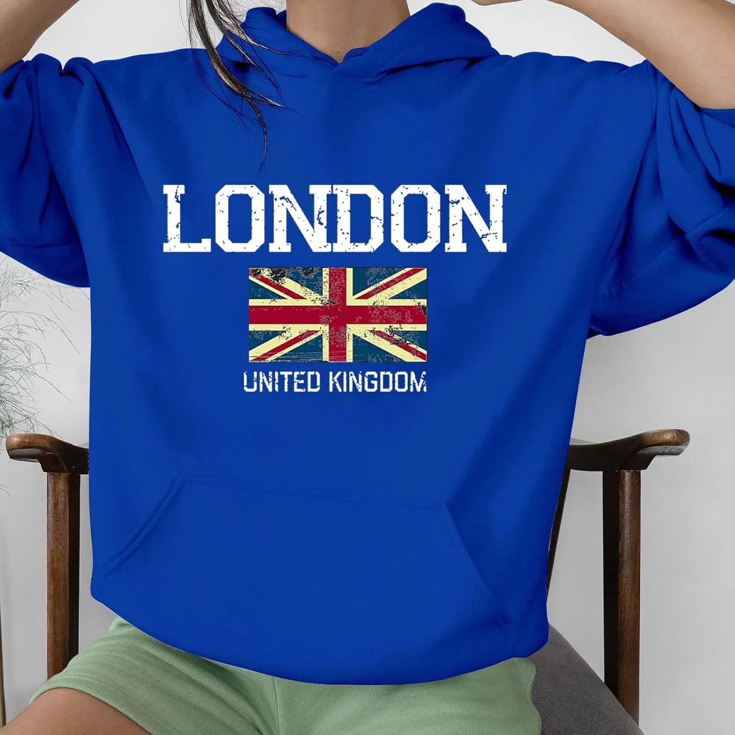 Printed Hoodies for Women Hoodie London Monogram Oversize Sweatshirt Long Sleeve Trendy Versatile Hood Neck Shirts