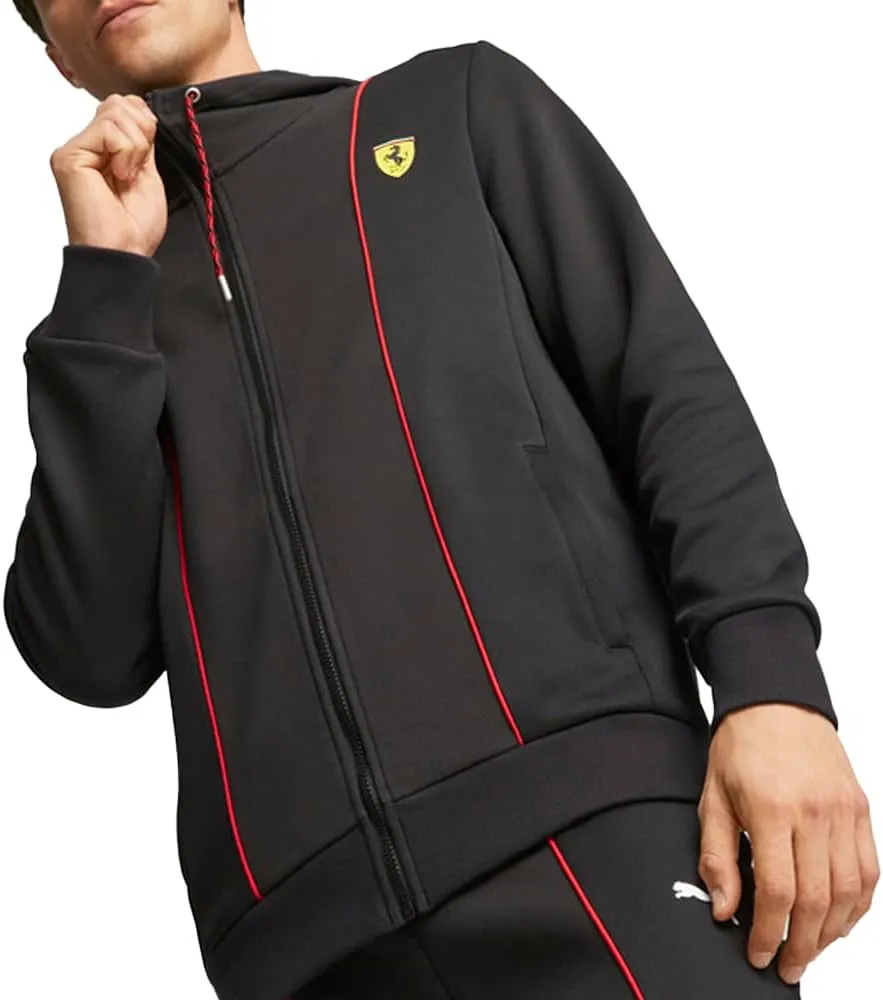 PUMA Mens Scuderia Ferrari Race Hooded Sweat Jacket Athletic Outerwear Casual - Black