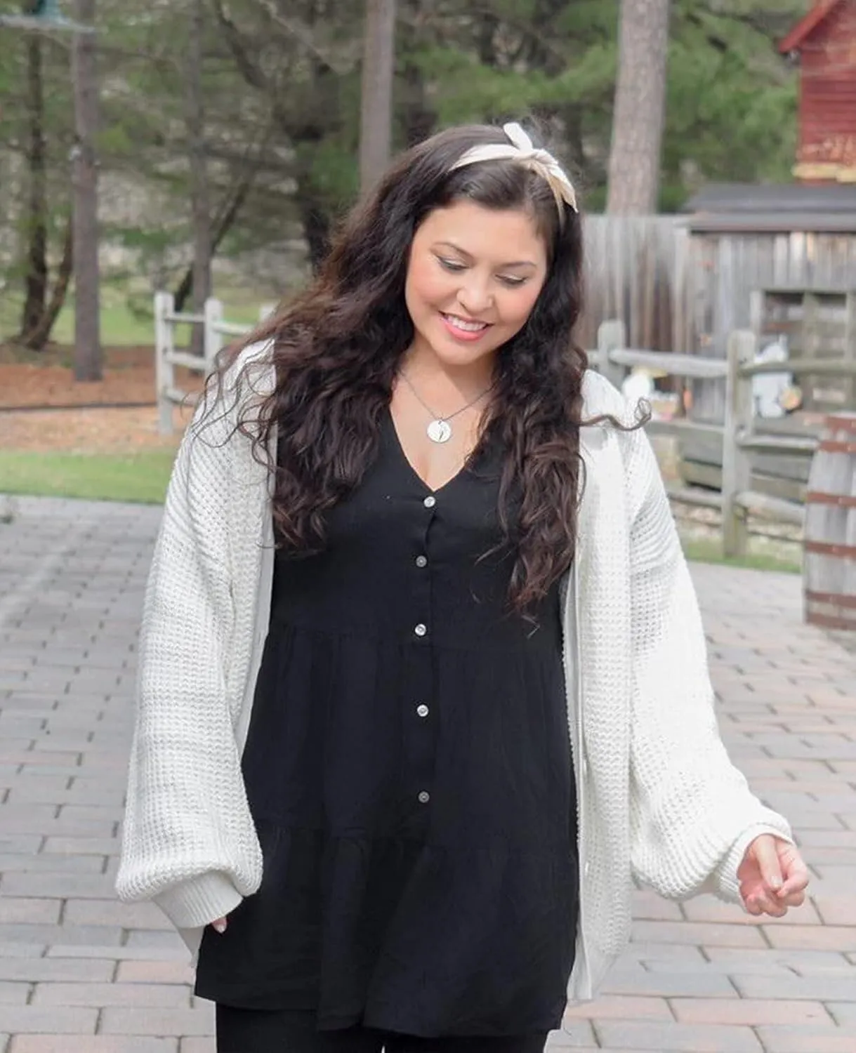 QUALFORT Cardigan Sweaters for Women 100% Cotton Button-Down Long Sleeve Oversized Knit Outerwear