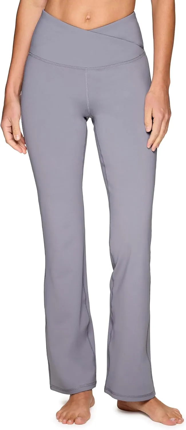 RBX Active Flare Legging for Women, Crossover Waistband Squat Proof Bootcut Flared Yoga Pant for Workouts, Loungewear