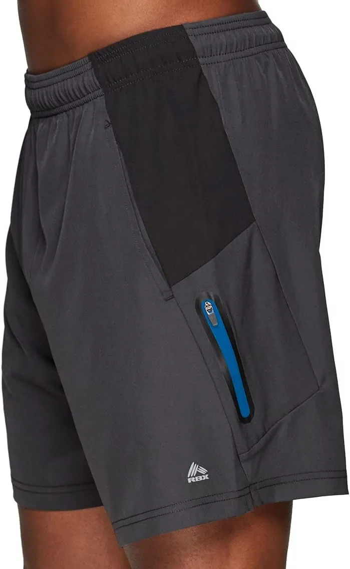 RBX Active Men's 9-Inch Inseam Stretch Woven Athletic Basketball Gym Shorts with Pockets
