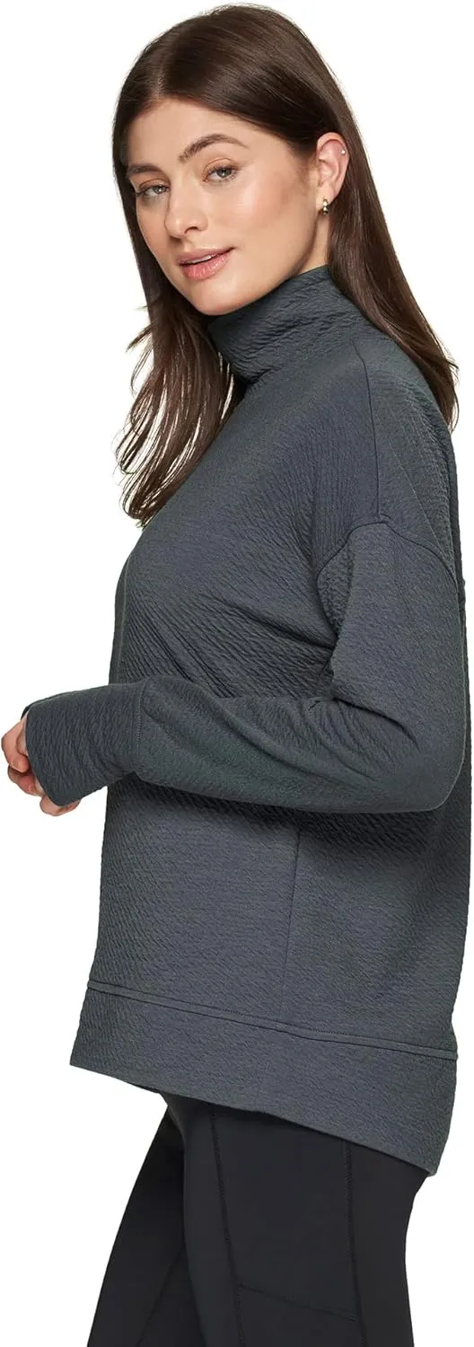 RBX Active Women's Ultra Soft Quilted Cowl Neck Pullover Sweatshirt