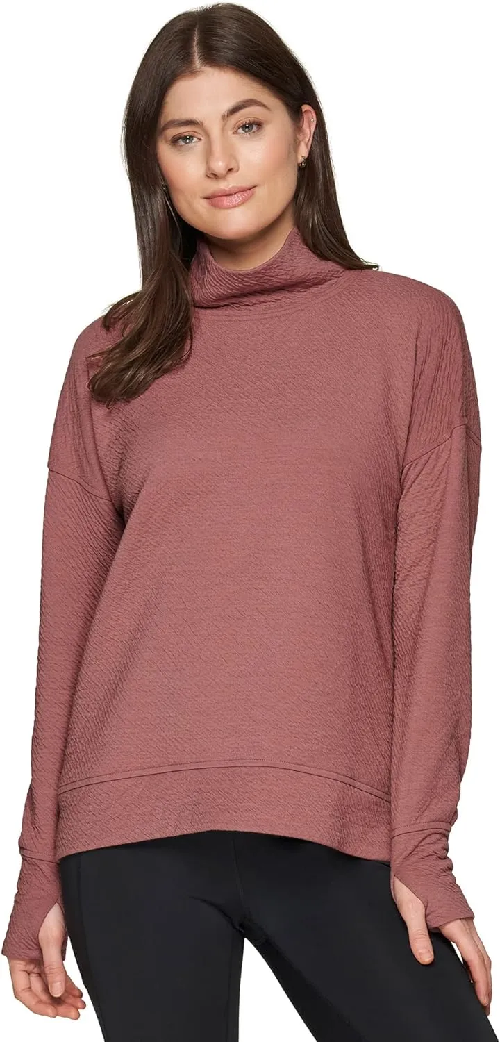 RBX Active Women's Ultra Soft Quilted Cowl Neck Pullover Sweatshirt
