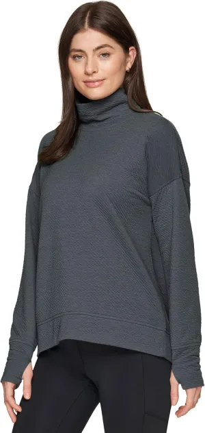 RBX Active Women's Ultra Soft Quilted Cowl Neck Pullover Sweatshirt